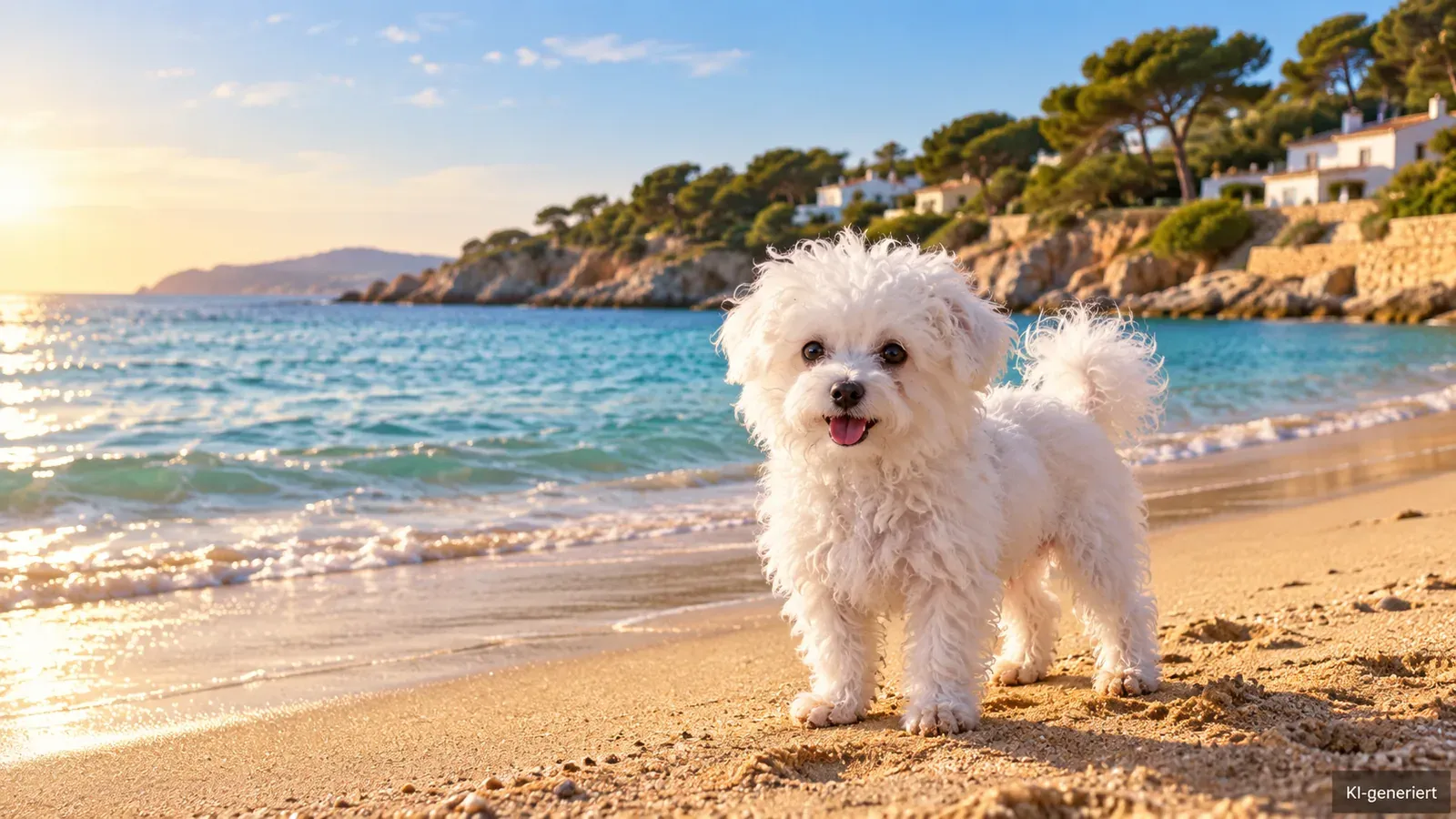 Hund an einem spanischen Mittelmeerstrand